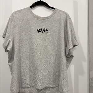 Abercrombie & Fitch Heather Gray Tee with Checkered Flags